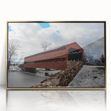 Mid-century modernist style large art print of Pennsylvania scenery in muted earth tones.