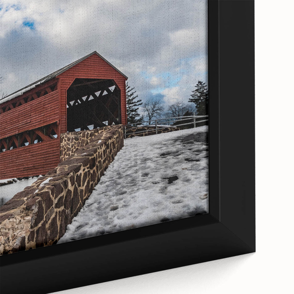 Extra large framed canvas featuring a textured depiction of a Pennsylvania scenery in black with colorful accents.