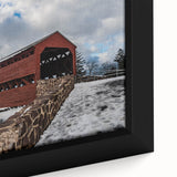 Extra large framed canvas featuring a textured depiction of a Pennsylvania scenery in black with colorful accents.