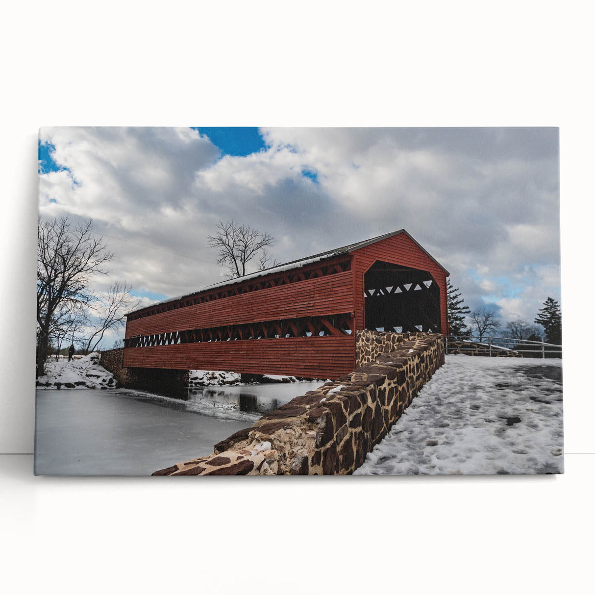 Black and white large art print of Pennsylvania scenery on stretched canvas, ideal for kitchen wall art or bedroom ambiance.