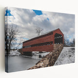 Large canvas print of Pennsylvania scenery in soft earth tones, ideal for kitchen wall art.