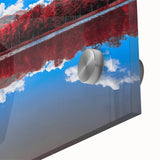 Large abstract wall art depicting a Vermont landscape in muted earth tones on acrylic glass, ideal for dining room ambiance.