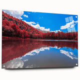 Acrylic print of a Vermont landscape featuring autumn colors, ideal for dining room or bedroom decor.