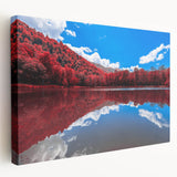 Large art depicting a Vermont landscape in muted green and brown tones on stretched canvas, suitable for kitchen wall art.