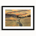 Extra large abstract art print depicting the colorful, textured Palouse scenery on a framed black mat.