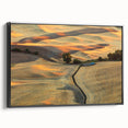 Black and white wall art featuring a vintage landscape of the Palouse region on framed canvas, ideal for bedroom decor.