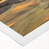 Art deco poster of Palouse, Washington landscape in muted greens and browns on rolled canvas, suitable for dining room decor.