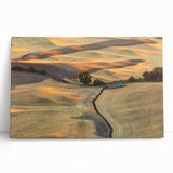 Black and white landscape of the Palouse in a stretched canvas format, ideal for kitchen wall art.