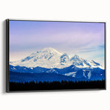 Vintage poster style landscape art painting of Seattle, framed in black canvas, suitable for bedroom wall art.