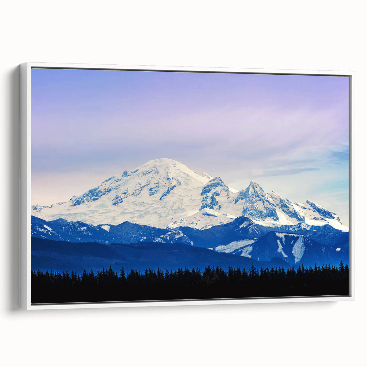 Extra large framed canvas of Seattle skyline in black with colorful, textured art accents, ideal for living room decor.