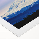 Art deco poster of Seattle skyline in muted gray and blue tones on rolled canvas, suitable for dining room decor.