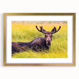 Extra large wall art of the Grand Tetons in Wyoming, featuring a textured abstract print in earth tones, framed in gold.