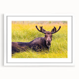 Abstract art print of the Grand Tetons, using muted earth tones on a white framed canvas.