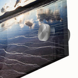 Large abstract wall art of Yellowstone scenery in vibrant hues on acrylic glass, ideal for dining room ambiance.