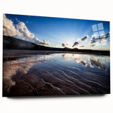 Acrylic print of Yellowstone scenery with vibrant green and blue tones, ideal for bedroom or dining room art.