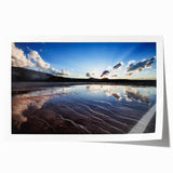 Yellowstone National Park scenery on rolled print, featuring vibrant green and blue tones, suitable for art wall dining room.