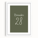 Abstract art print featuring autumnal hues on white framed canvas, ideal for dining room or bedroom decor.