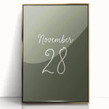 Framed acrylic print of a mid-century modernist fall scene with gold and orange tones, ideal for modern art wall decor.