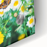 Large abstract wall art on acrylic glass featuring spring-themed colors in mid-century modernist style.