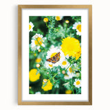 Extra large abstract art print featuring textured spring themes in soft green and gold hues, framed with a gold mat.