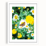 Abstract art print of spring season in pastel shades, framed with a white mat, suitable for bedroom or dining room decor.