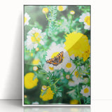 Art deco poster featuring a spring theme with soft pastel colors on a white acrylic framed canvas.