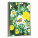 Silver-framed canvas depicting a vintage landscape art painting with colorful spring motifs, ideal for living room decor.