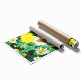 Extra large rolled print featuring spring floral art in pastel shades.