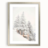 Textured abstract art print in cool blue and white tones, framed in silver, ideal for bedroom decor.