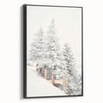 Black and white landscape art painting on framed canvas, depicting a winter scene, ideal for bedroom wall decor.