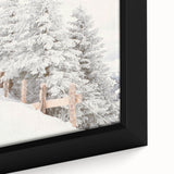 Close-up of textured black wall art featuring a winter scene on a framed canvas, ideal for living room decor.