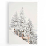 Winter scene in black and white on large stretched canvas, ideal for kitchen wall art.