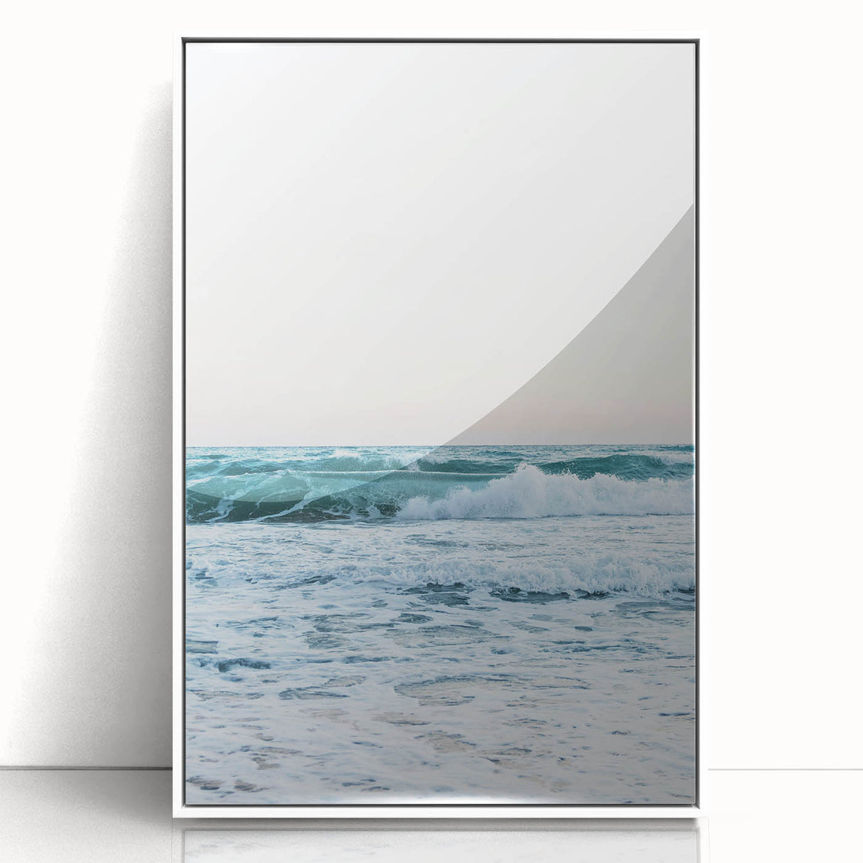 Art deco poster featuring a geometric pattern in muted pastel tones on white acrylic, ideal for nursery wall art.
