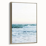 Vintage poster-style landscape painting on framed canvas, featuring muted earth tones, ideal for bedroom wall art.