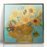 Large framed acrylic print of Van Gogh-inspired artwork with gold tones, ideal for modern art wall decor.