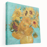 Van Gogh-inspired stretched canvas with swirling blue and yellow tones, suitable for kitchen wall art.