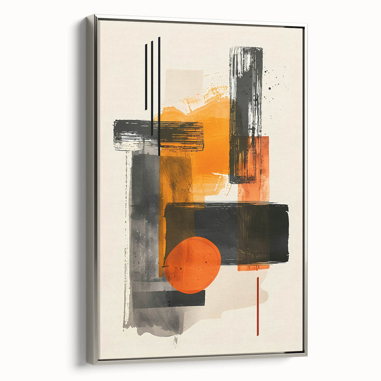 Canvas Art for Dining Area – Bold Orange & Black Abstract Print