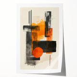 Canvas Art for Dining Area – Bold Orange & Black Abstract Print