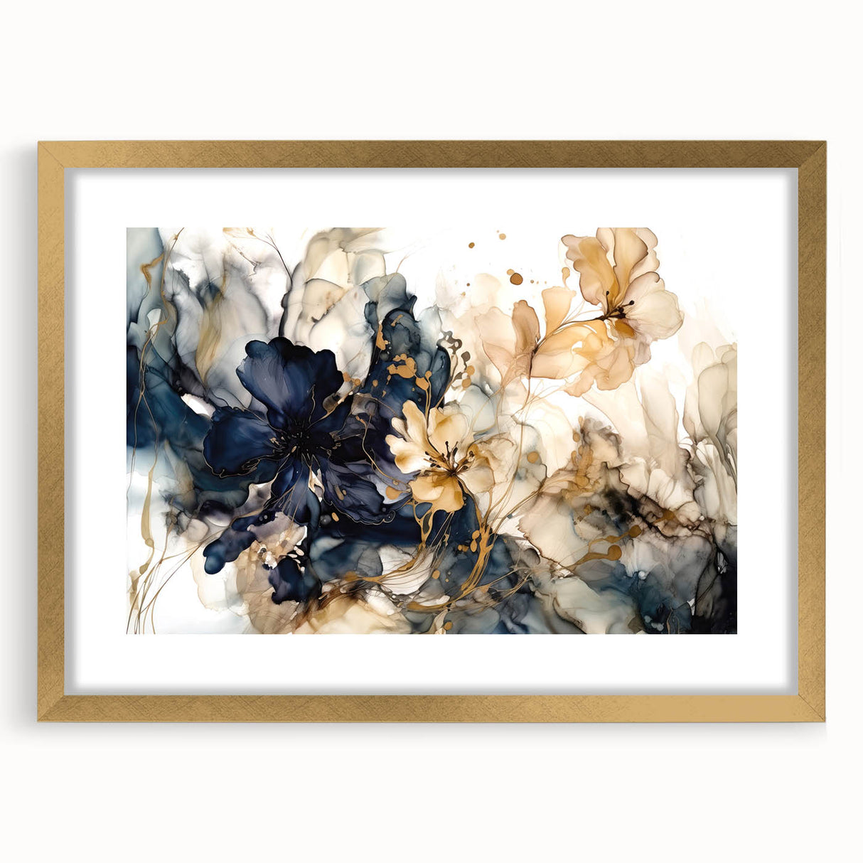 Elegant Abstract Floral Living Room Wall Art – Modern Canvas