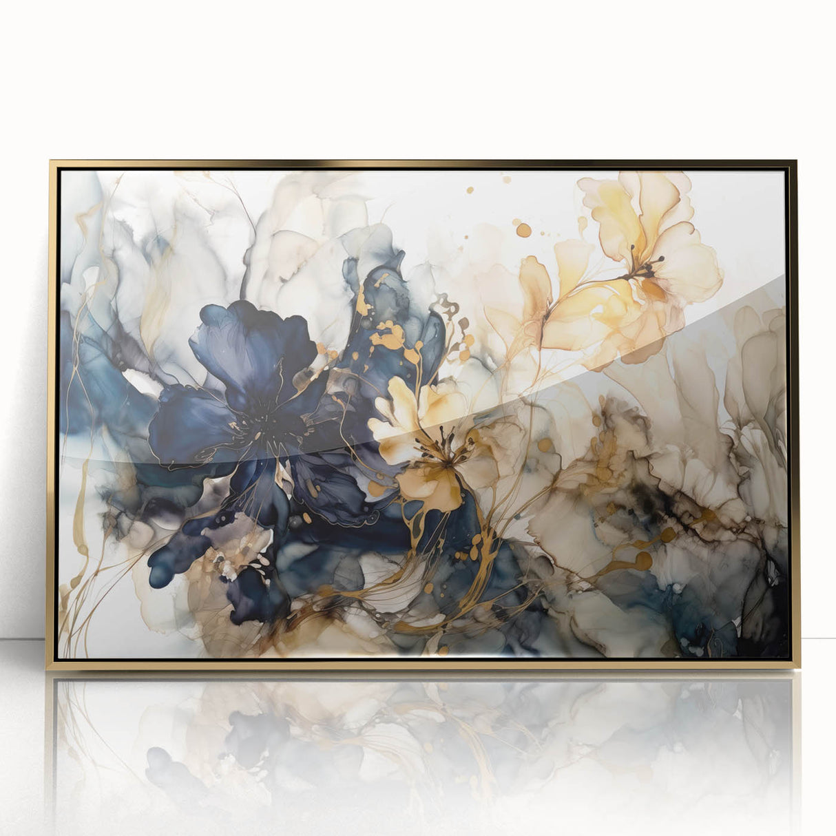 Elegant Abstract Floral Living Room Wall Art – Modern Canvas