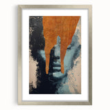 Abstract figurative artwork framed in silver with a mat, showcasing vibrant colors and intricate designs, perfect for modern home decor or gallery display.