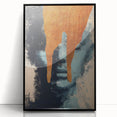 Framed abstract figurative acrylic artwork in black, showcasing modern artistic expression with bold shapes and contrasting textures, ideal for contemporary decor.