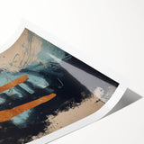 Abstract figurative art print featuring vibrant colors and dynamic shapes, showcasing a modern artistic interpretation, rolled and ready for display.