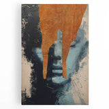 Abstract figurative stretched canvas artwork showcasing vibrant colors and dynamic shapes, perfect for modern decor, enhancing any room's ambiance.