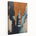 Abstract figurative stretched canvas artwork showcasing vibrant colors and dynamic shapes, offering a modern artistic touch to any space. Ideal for contemporary home decor.