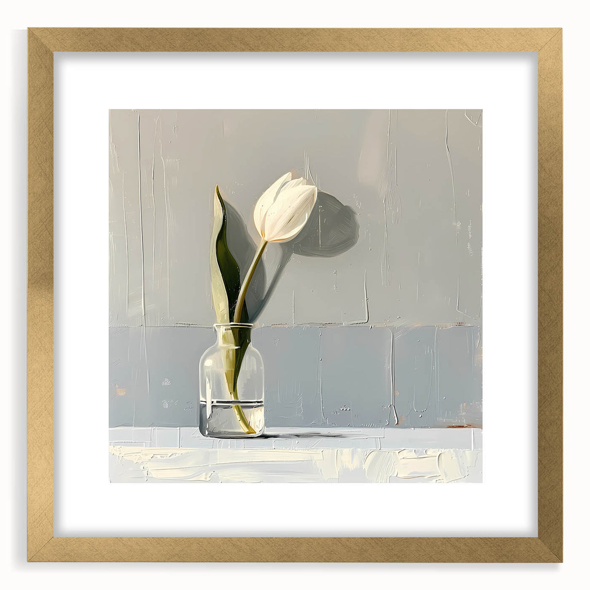 Abstract floral wall art in a gold frame with a mat, showcasing vibrant colors and intricate designs, perfect for modern home decor. Ideal for adding elegance to living spaces.