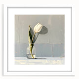 Abstract floral wall art in a sleek white frame with matting, showcasing vibrant colors and intricate designs, perfect for modern home decor.