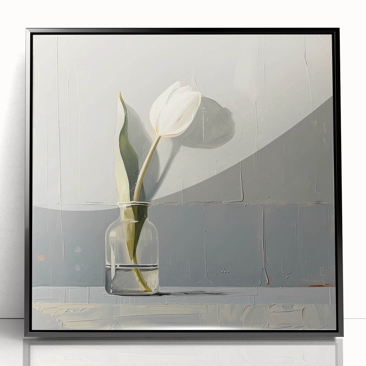 Framed abstract floral wall art featuring vibrant colors and intricate designs, set in a sleek black frame, perfect for modern home decor accents.