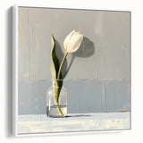 Framed canvas wall art showcasing an abstract floral design in soft pastel colors, displayed from a white side view, perfect for modern home decor.