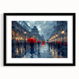 Abstract landscape wall art in a black frame with a mat, showcasing vibrant colors and fluid shapes, ideal for modern home decor, enhancing any living space.